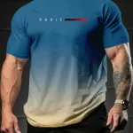 Camiseta Masculina de Verão com Estampa 3D de Paris